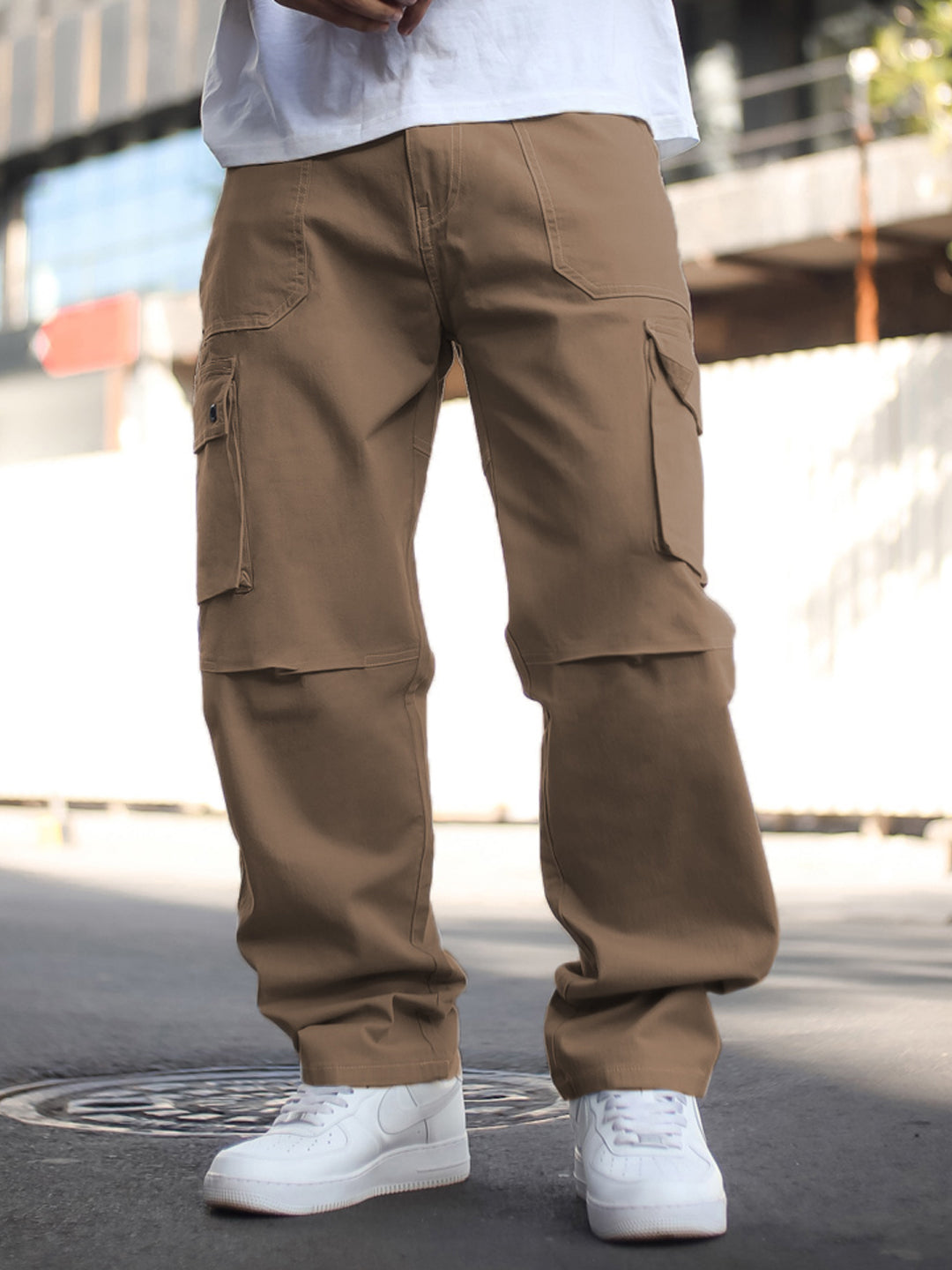 Light Brown Side Pocket Baggy Fit Cargo Pant