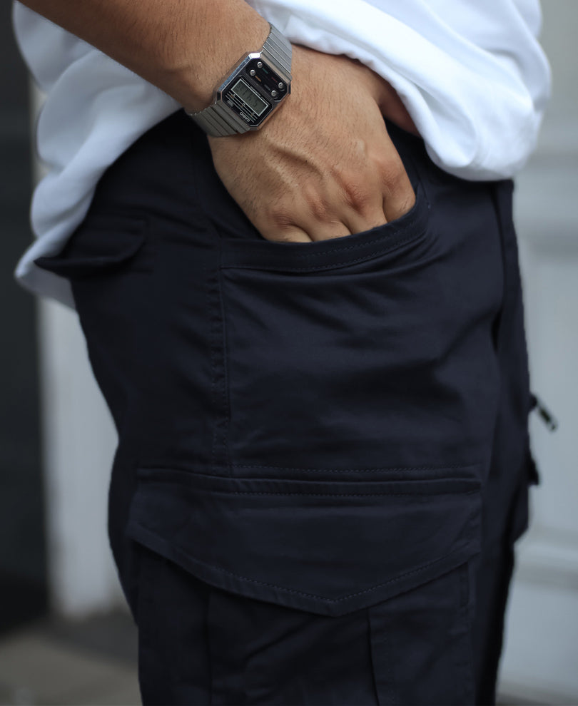 Navy Blue Baggy Fit Cargo Pant