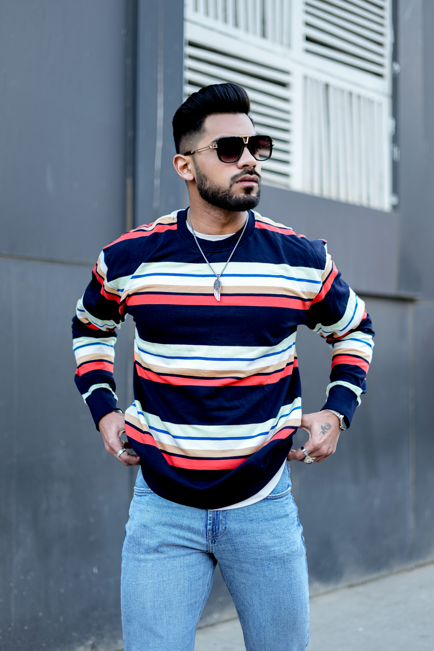 The Classic Multi Striped Full Sleeves T Shirt
