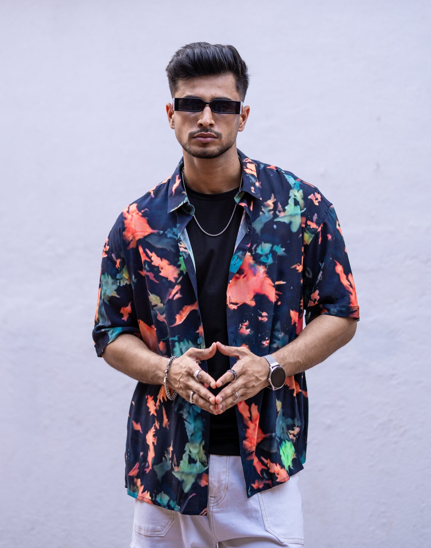 Orange Tie Dye Print Oversize Drop Shoulder Shirt