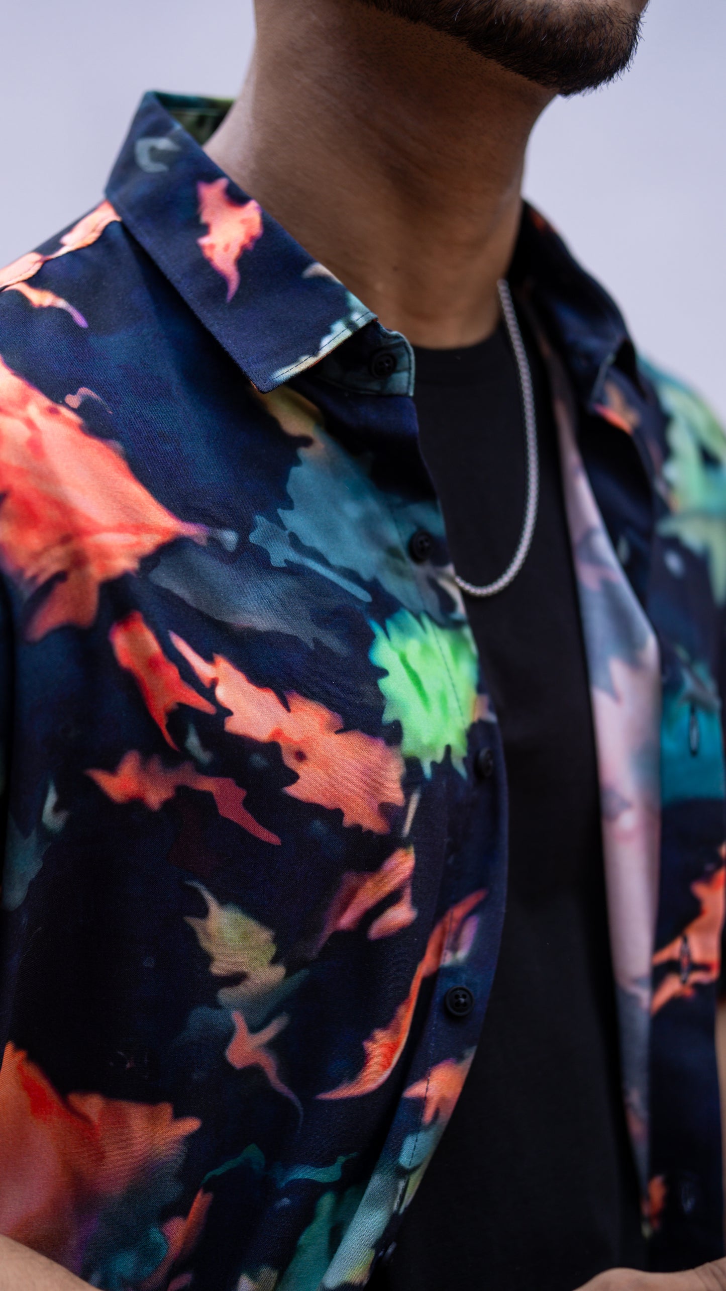 Orange Tie Dye Print Oversize Drop Shoulder Shirt