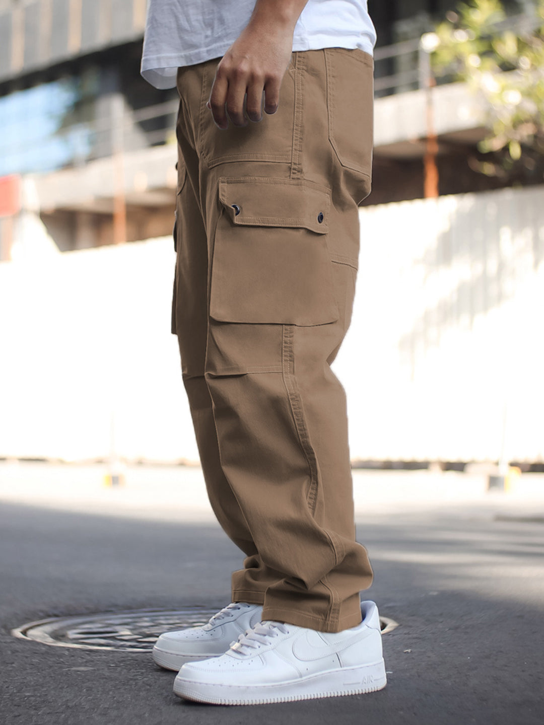 Light Brown Side Pocket Baggy Fit Cargo Pant