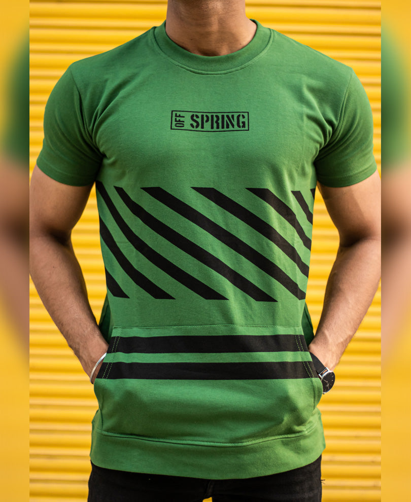 Green Off Spring Printed Half Sleeves T-Shirt