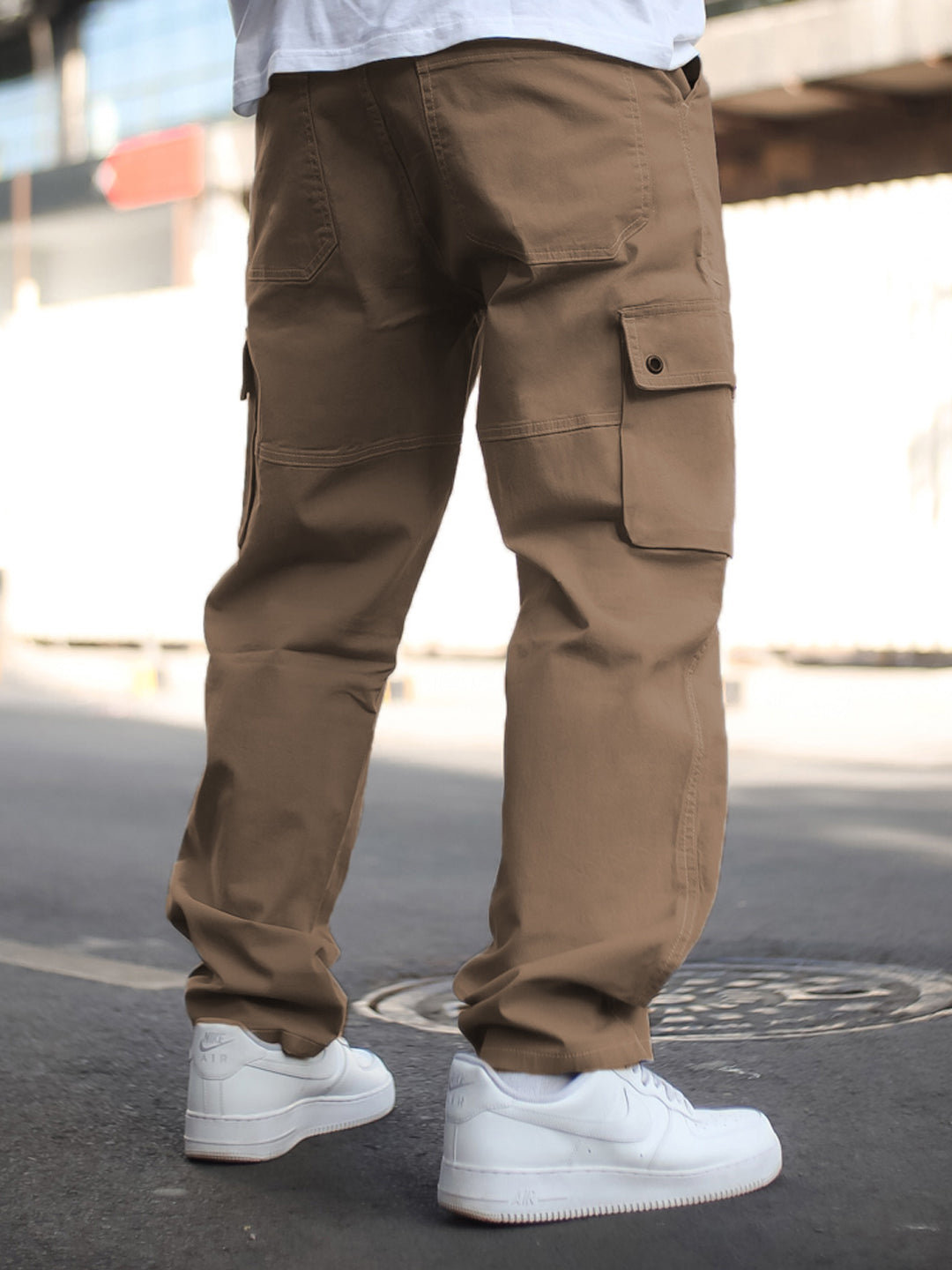 Light Brown Side Pocket Baggy Fit Cargo Pant