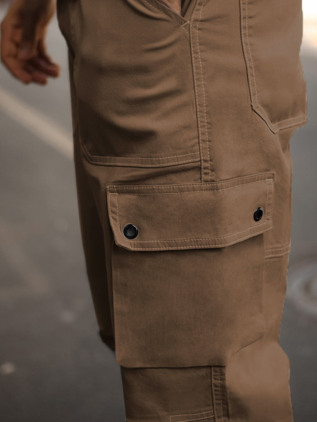 Light Brown Side Pocket Baggy Fit Cargo Pant