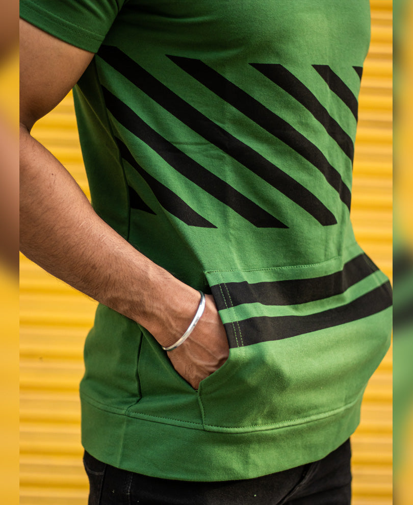 Green Off Spring Printed Half Sleeves T-Shirt