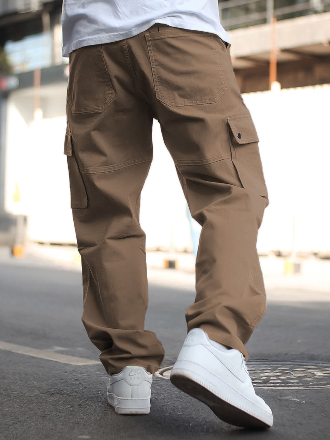 Light Brown Side Pocket Baggy Fit Cargo Pant