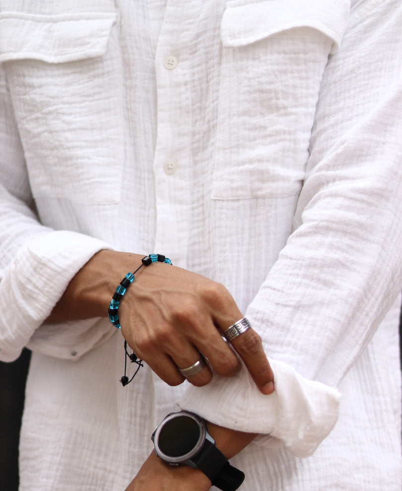 White Textured Oversize Drop Shoulder Shirt