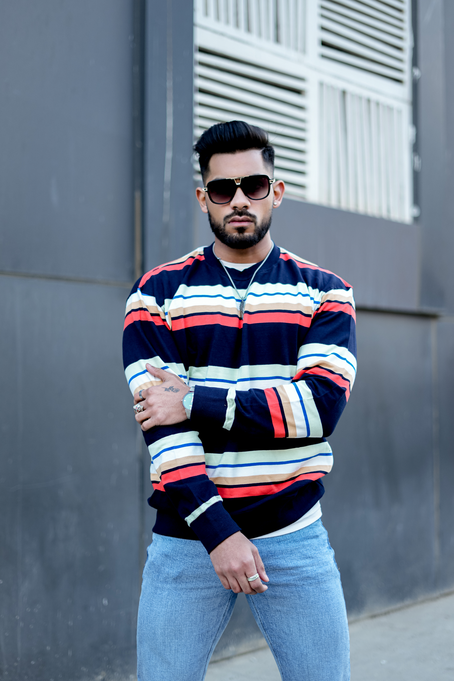The Classic Multi Striped Full Sleeves T Shirt