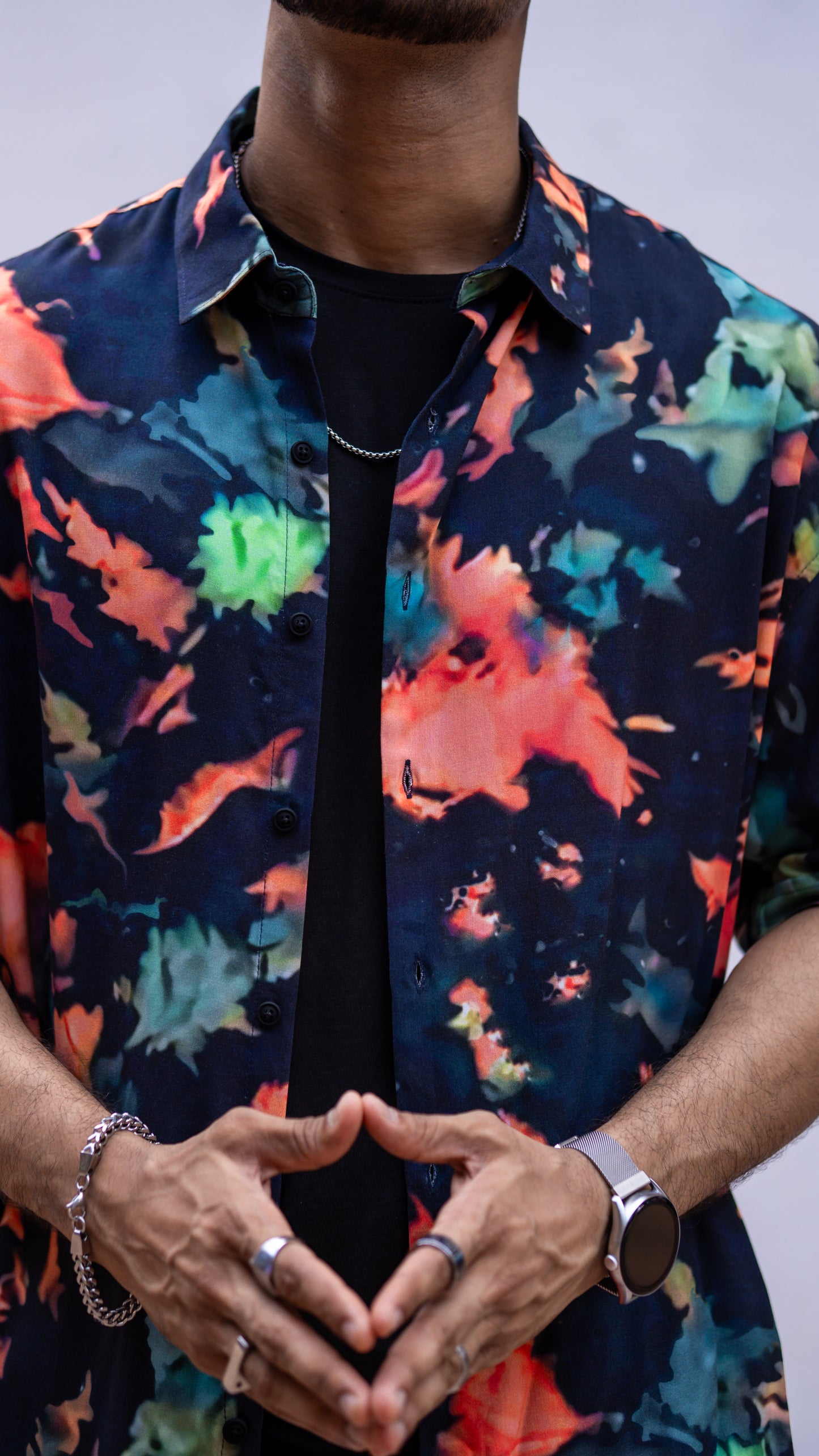 Orange Tie Dye Print Oversize Drop Shoulder Shirt