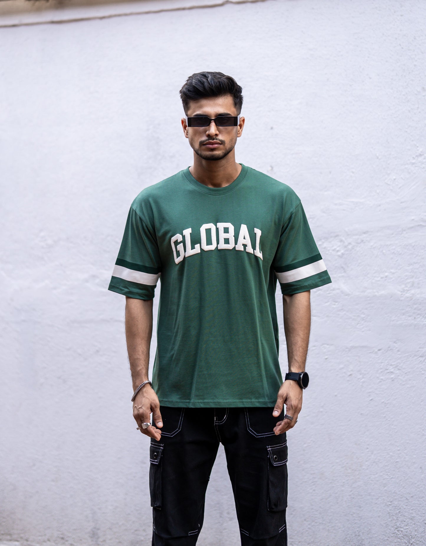 Olive Green Global Oversize Drop Shoulder T-Shirt