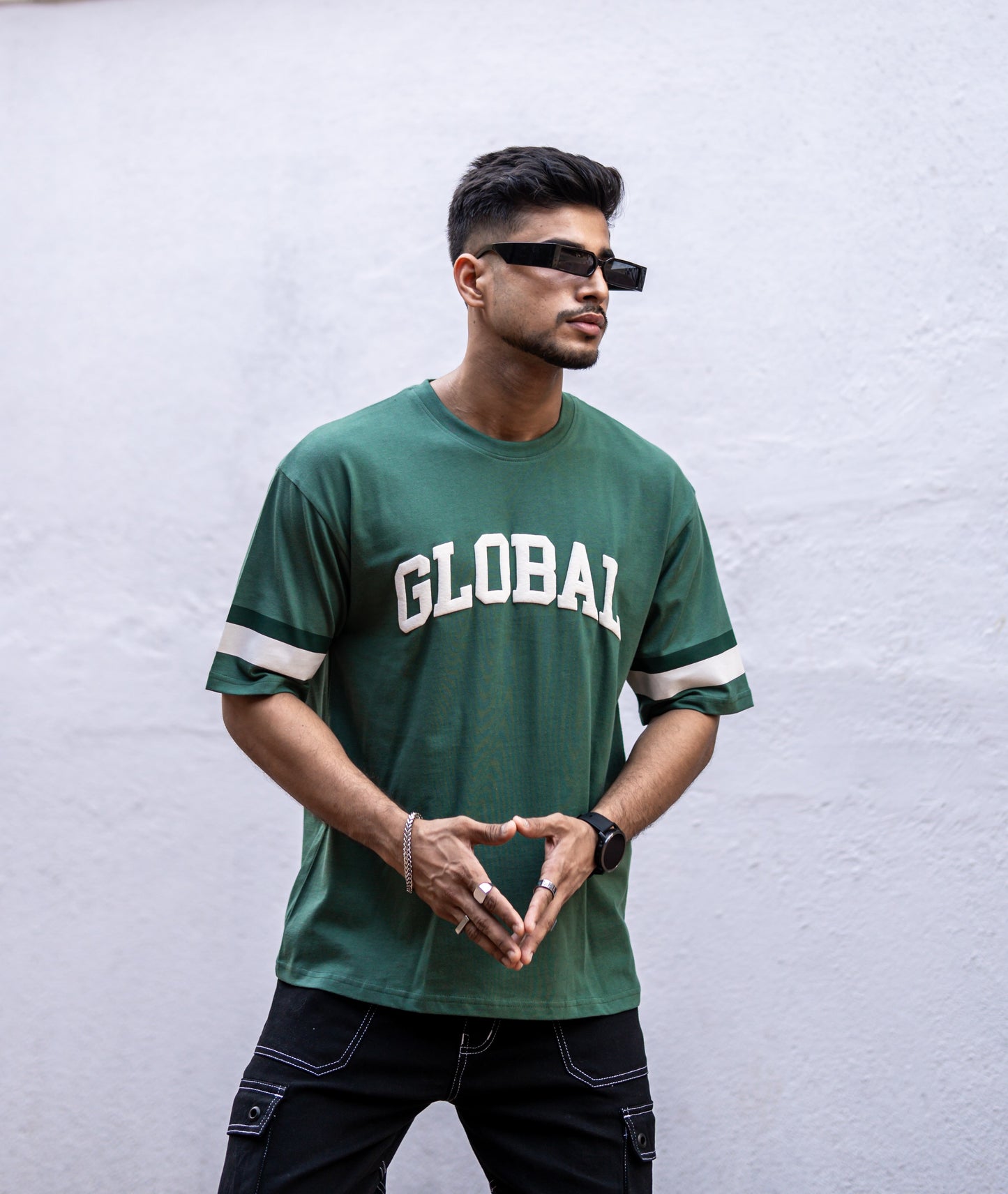 Olive Green Global Oversize Drop Shoulder T-Shirt