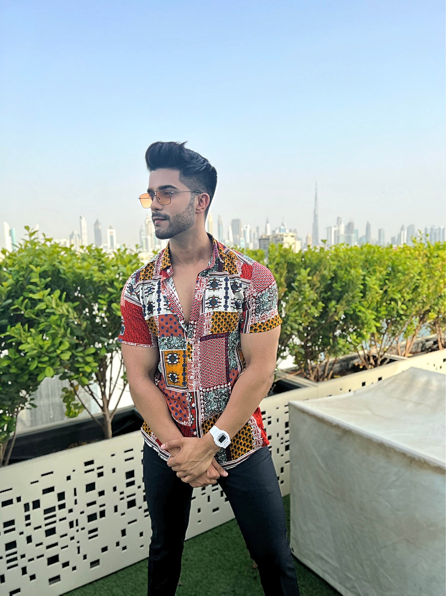 Exotic Print Short-Sleeve