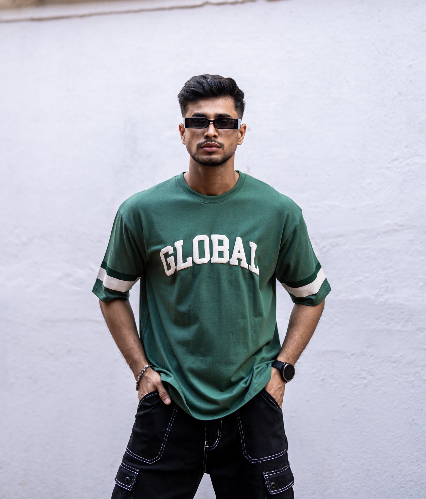 Olive Green Global Oversize Drop Shoulder T-Shirt