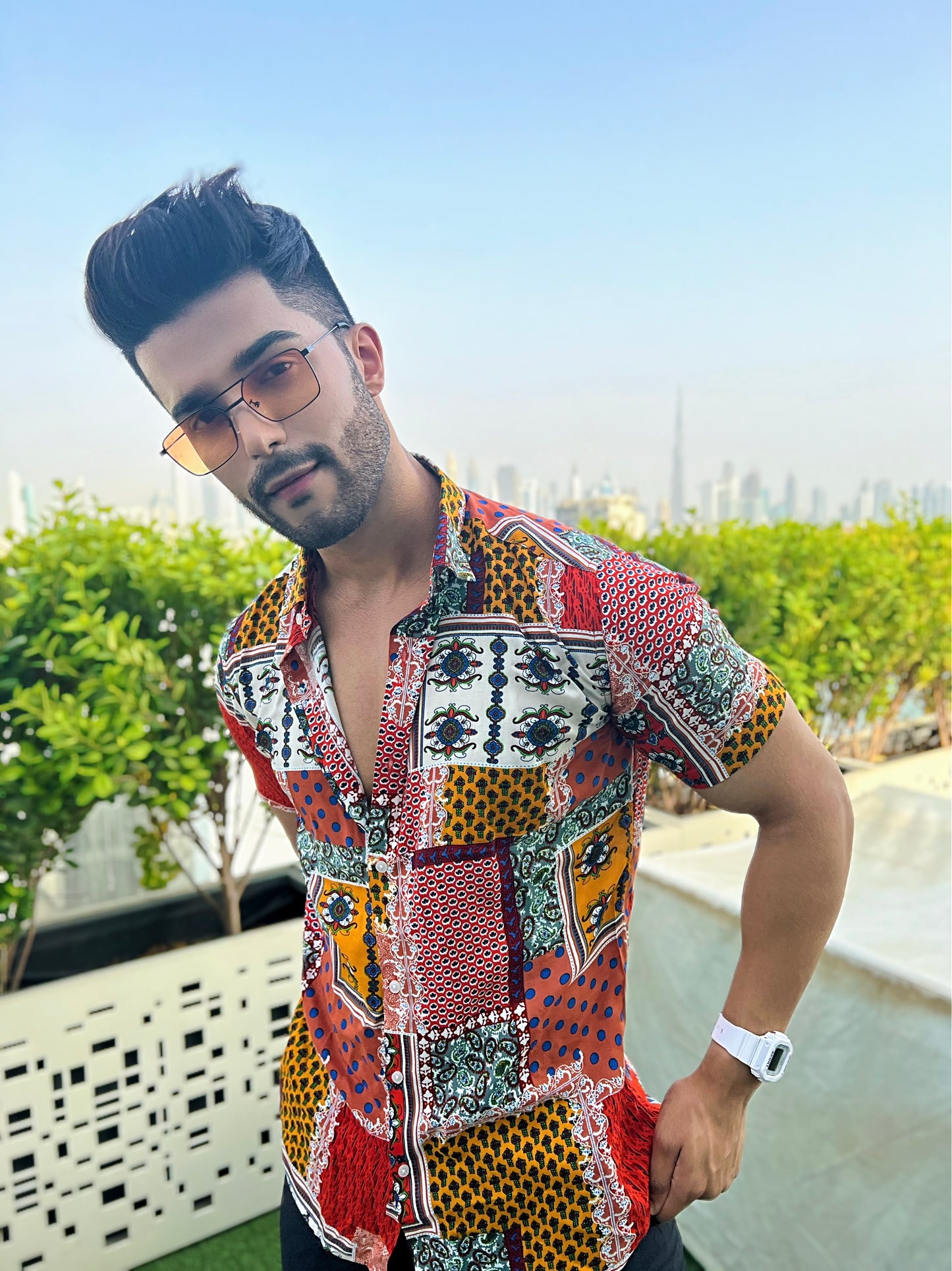 Exotic Print Short-Sleeve