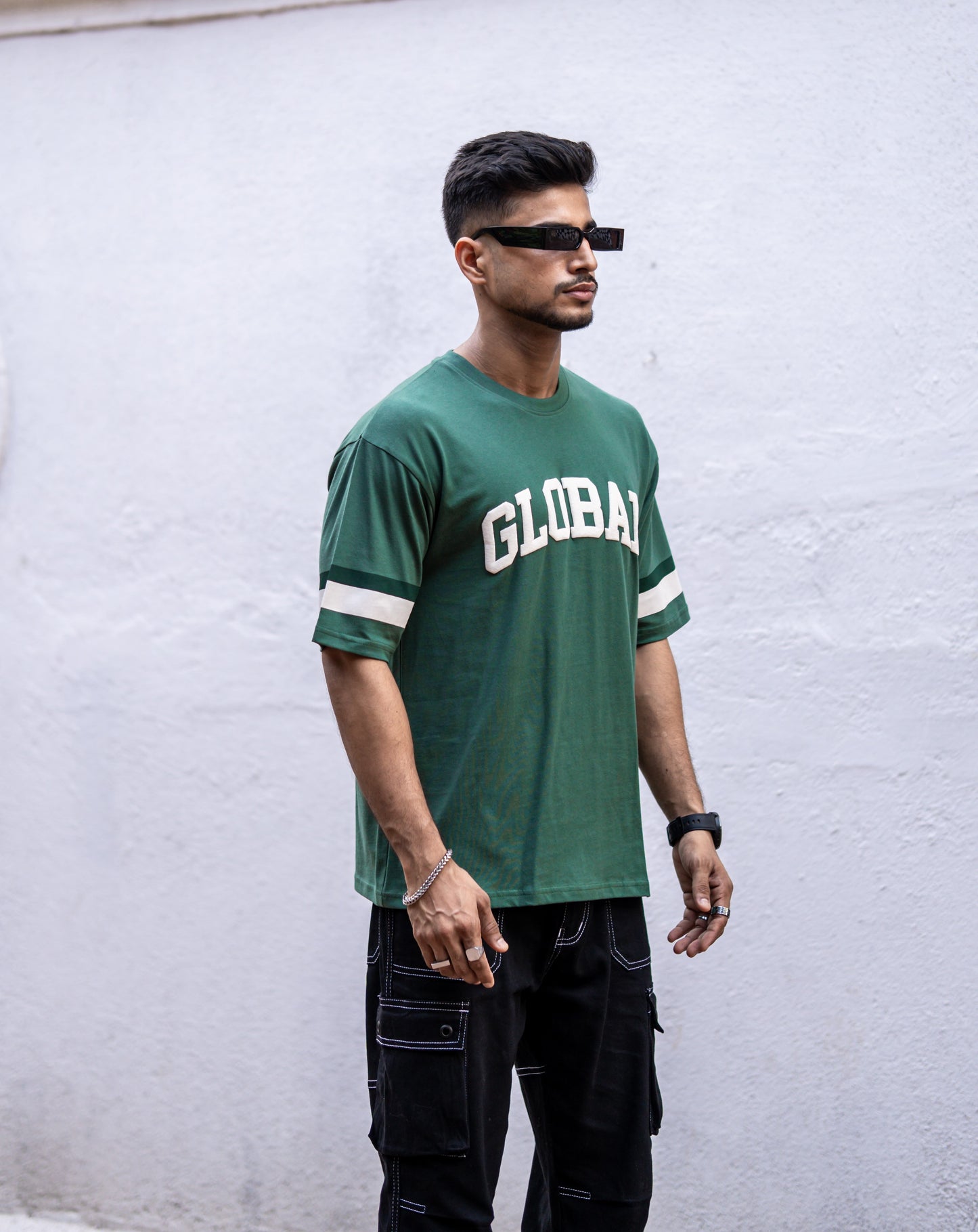 Olive Green Global Oversize Drop Shoulder T-Shirt